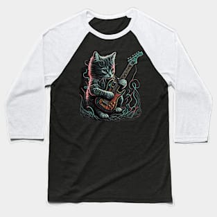 Cat playing guitar Baseball T-Shirt